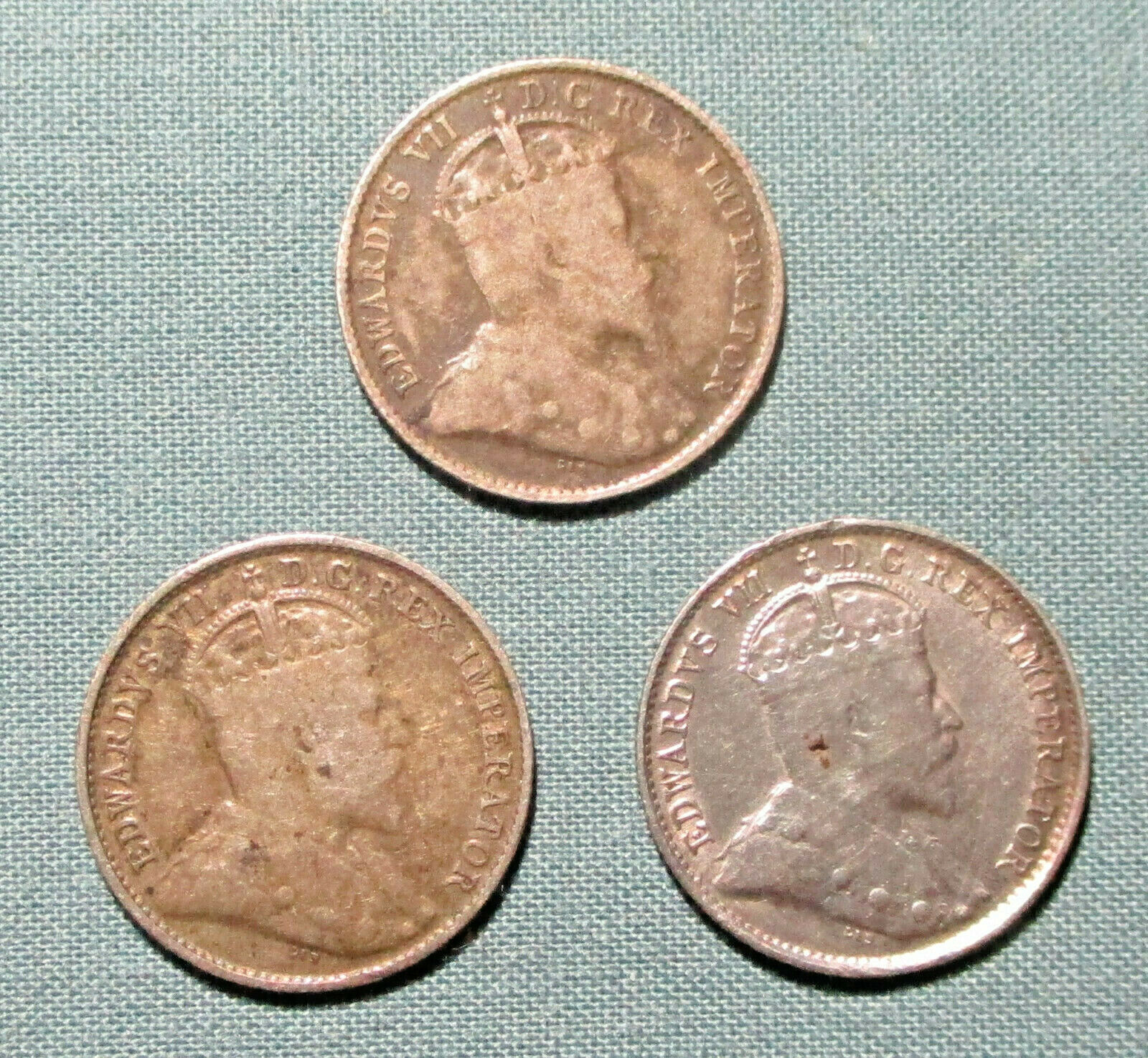 1904, 1905, 1906 Canada 5 Cents Silver Coins Edward Vii
