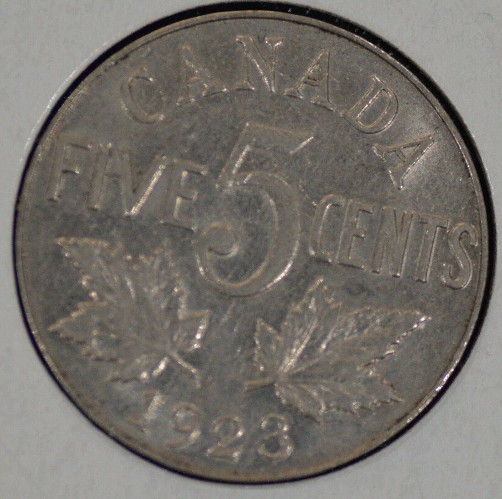1923 Fine-very Fine, Canadian Five Cents
